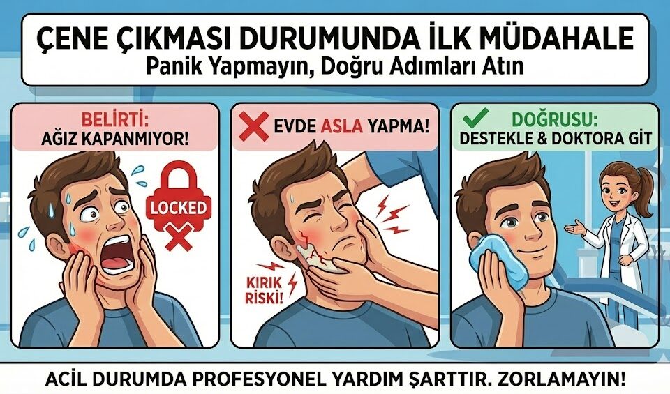 çene çıkması durumunda ilk müdahale
